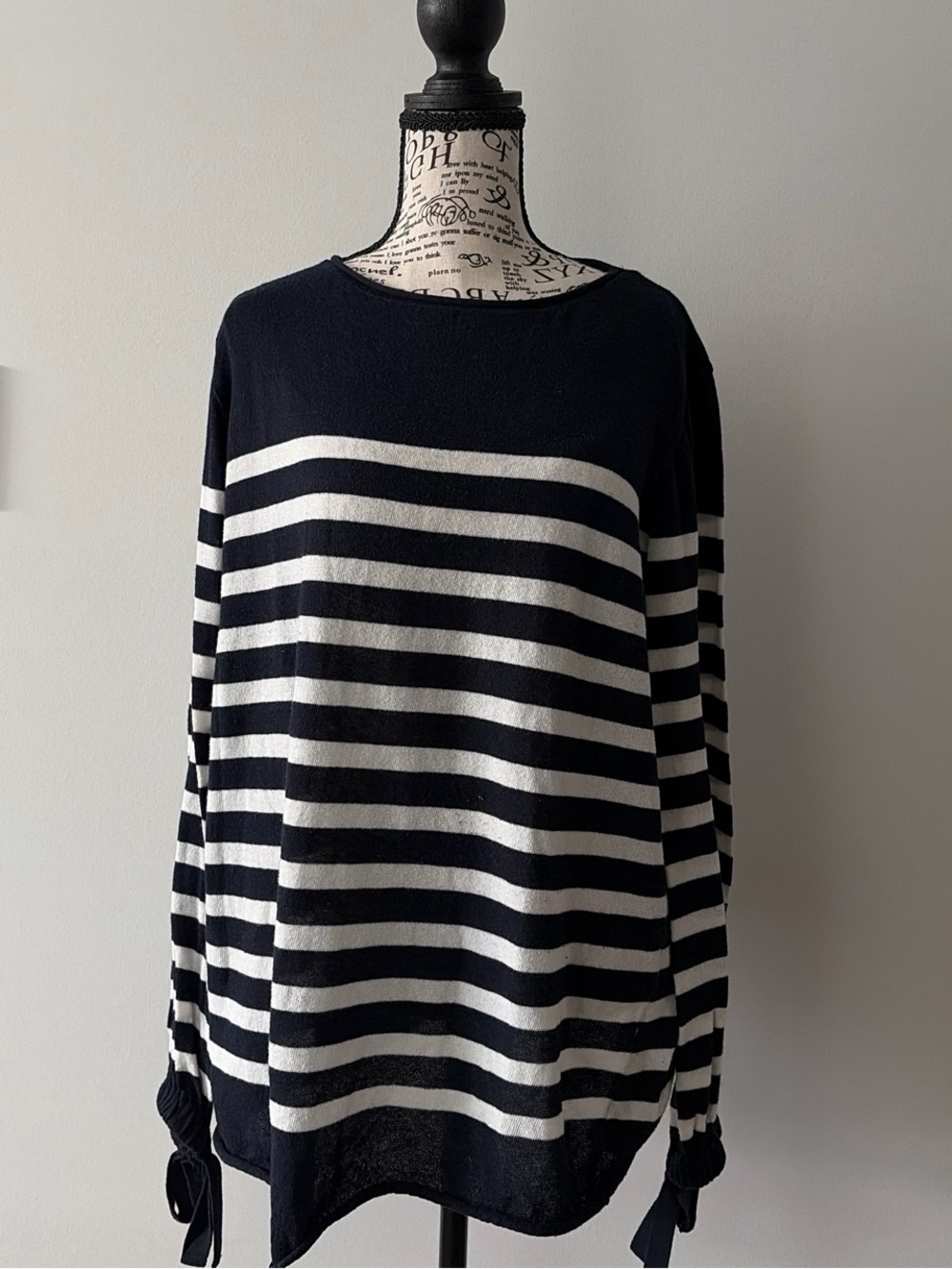 Zara Navy & White Striped Scoop Neck Sweater